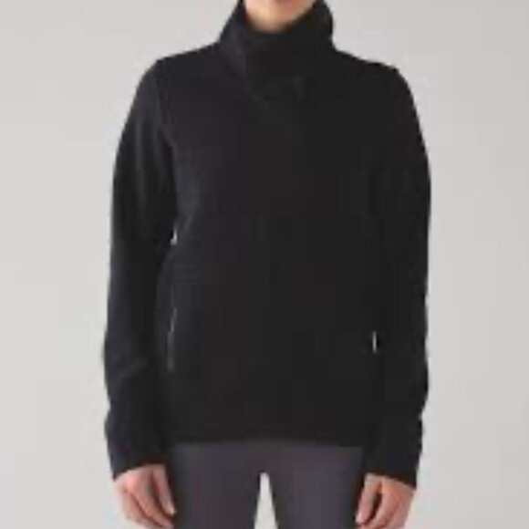 Lululemon Fleece Be True Moto Jacket Womens Size 6 Black Asymmetric Zip Quilted - Picture 1 of 12